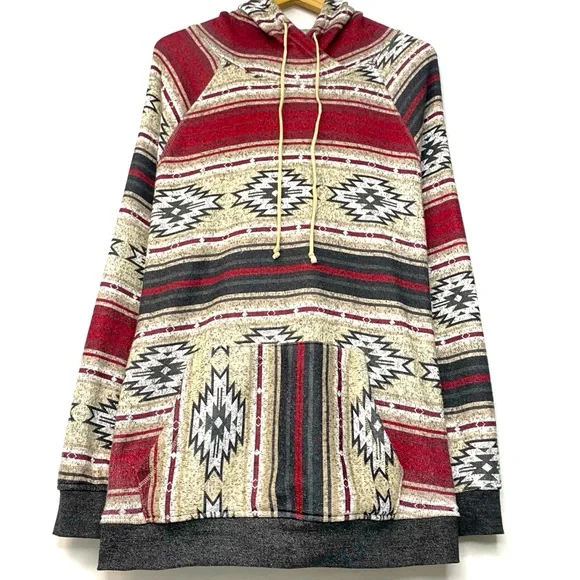 Trademark Brooklyn Cloth MFG Co All Over Print Aztec Oversized Hoodie Sweatshirt - Picture 3 of 10
